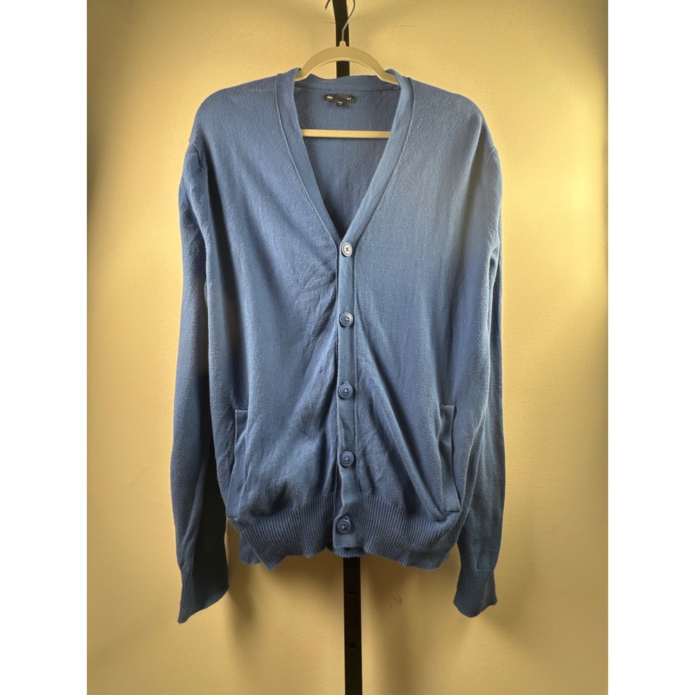 Gap Blue V-Neck Cardigan Sweater Long Sleeve Button Front Pockets Medium